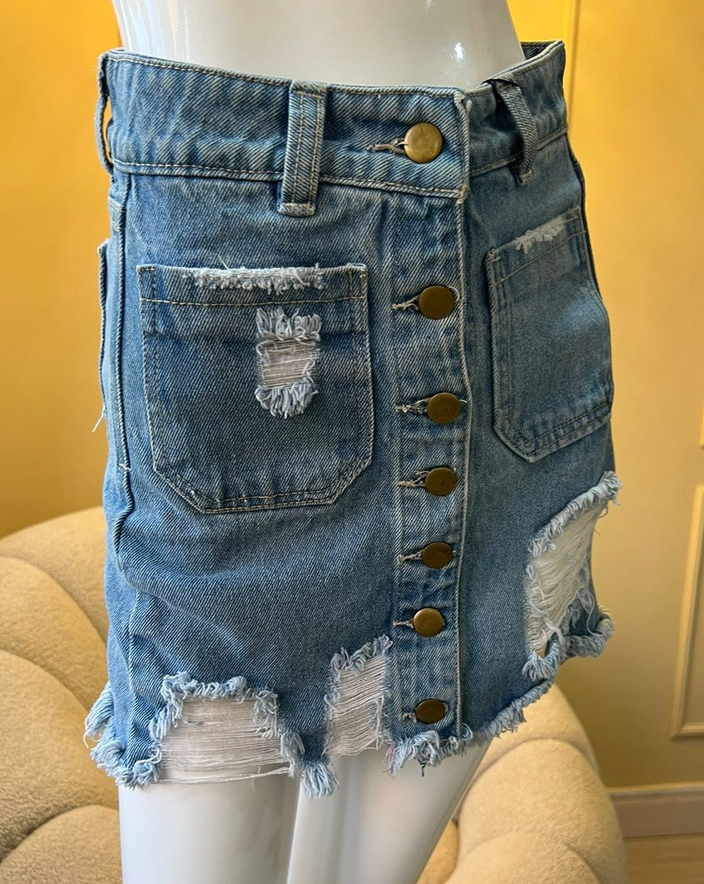Denim Skirt with Buttons 
