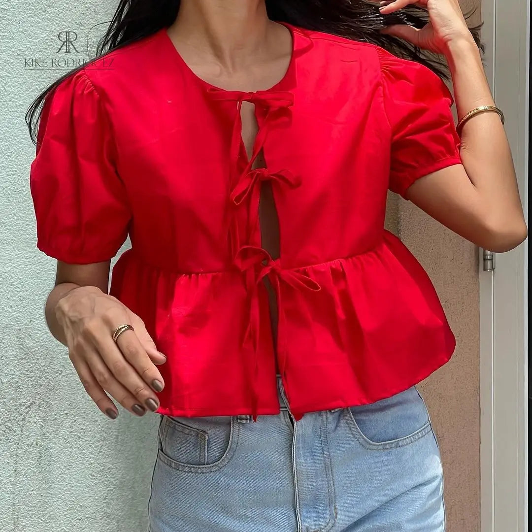 Blusa peplum roja sale