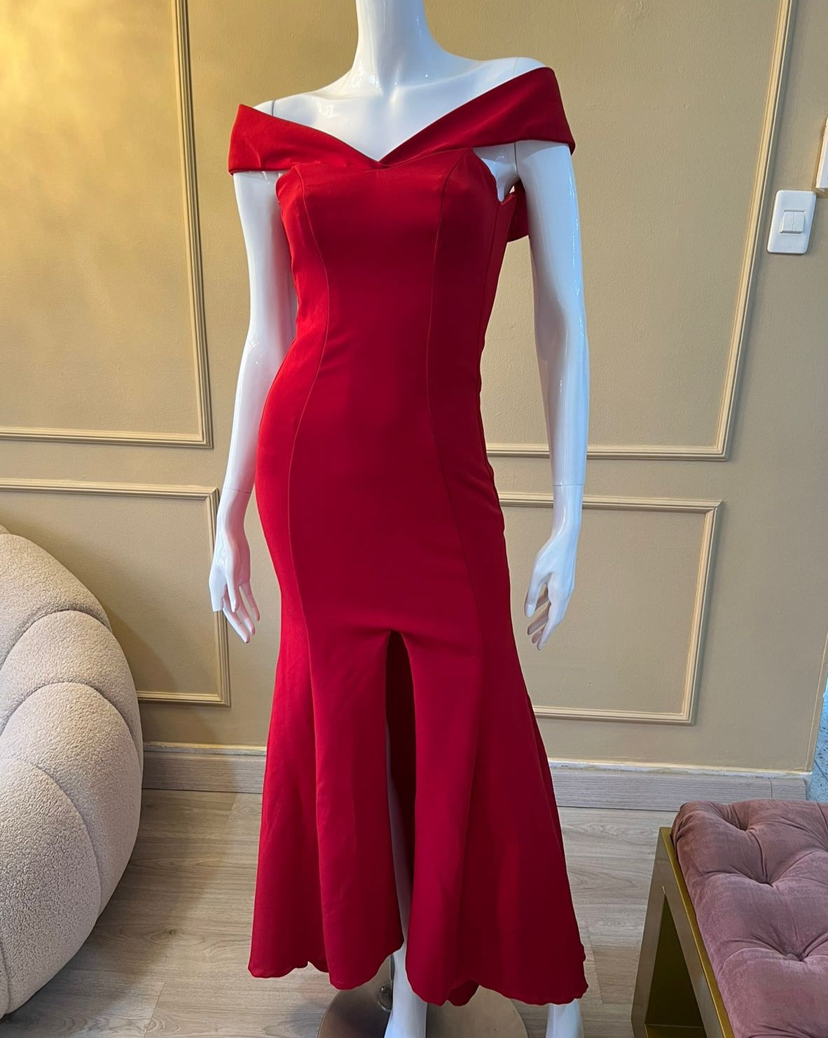 Nina Red Off Shoulder Dress 