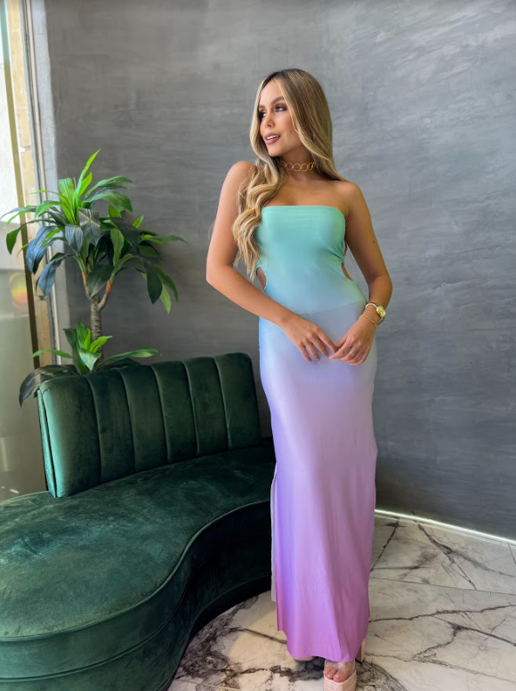 Aurora Green Lilac Dress 