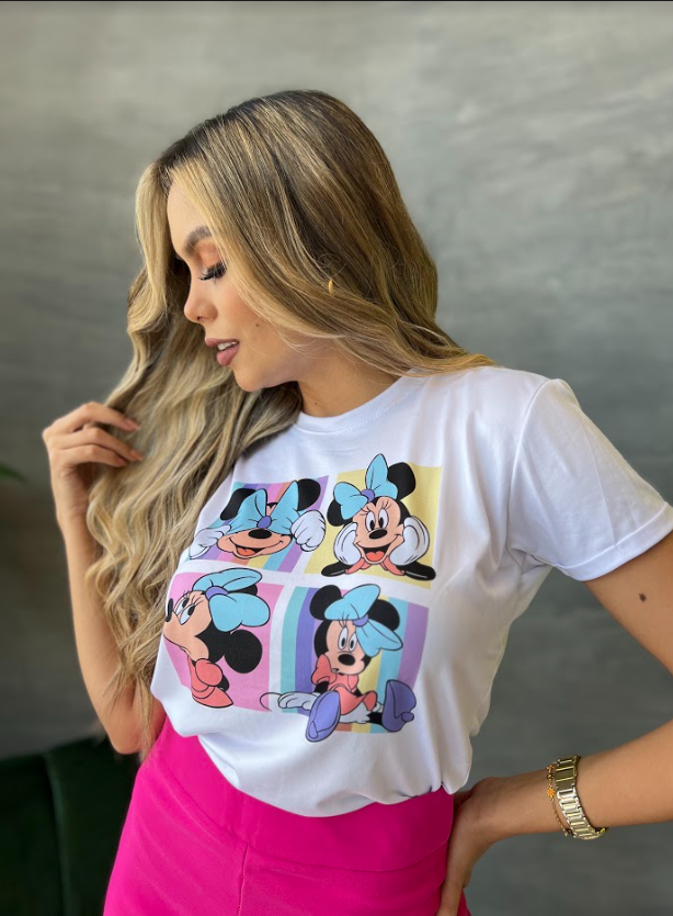 T-shirt BLANCA mujer estampado Minnie Collage