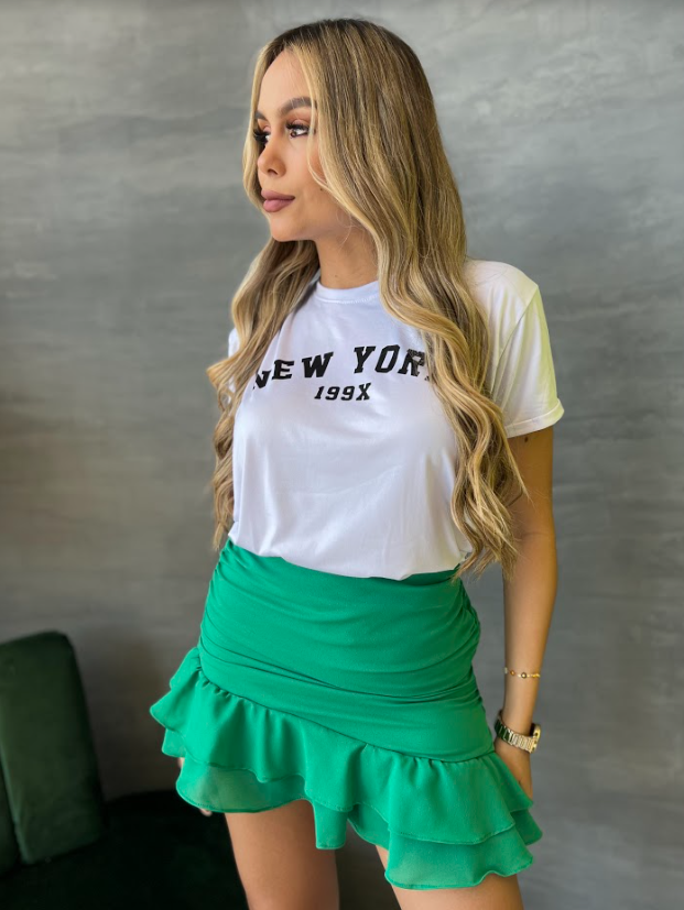 T-shirt WHITE woman print New York 199X 